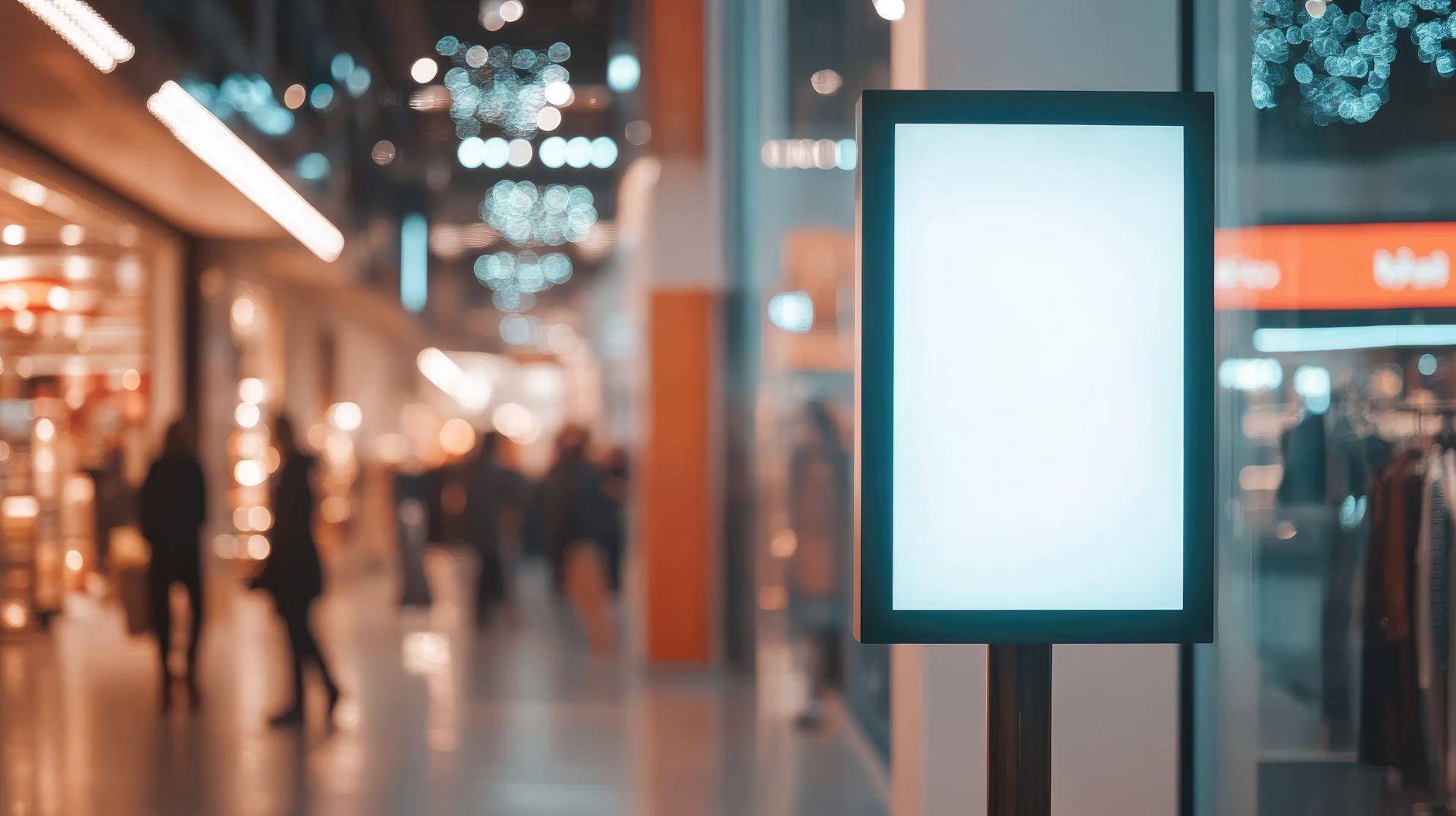 LED Leuchtrahmen im Einkaufszentrum bei Nacht